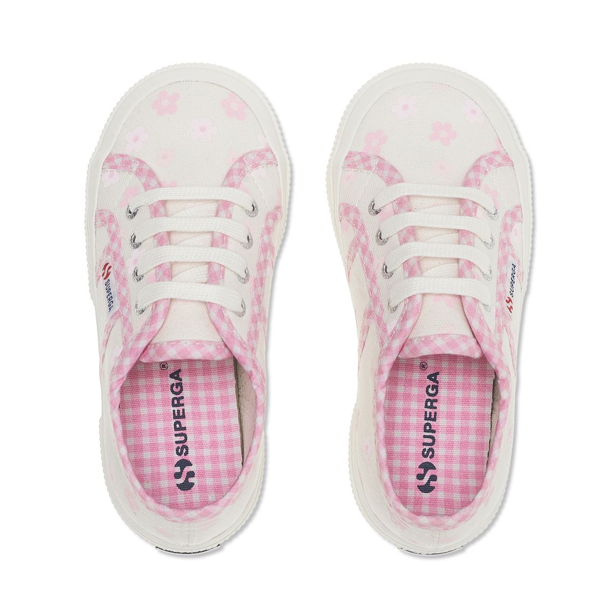 2750 KIDS FLOWERS GINGHAM - WHITE AVR PINK