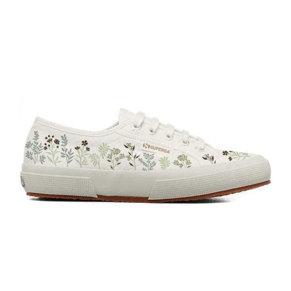 2750 Flowers Emb - White Avorio Green Choc