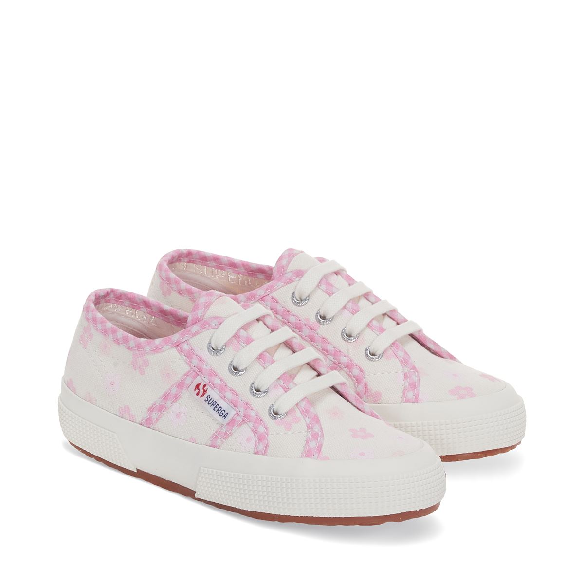 2750 KIDS FLOWERS GINGHAM - WHITE AVR PINK