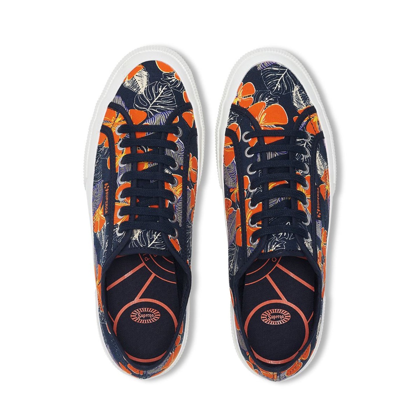 2750 OG HIBISCUS FLOWER - BLUE NAVY ORANGE
