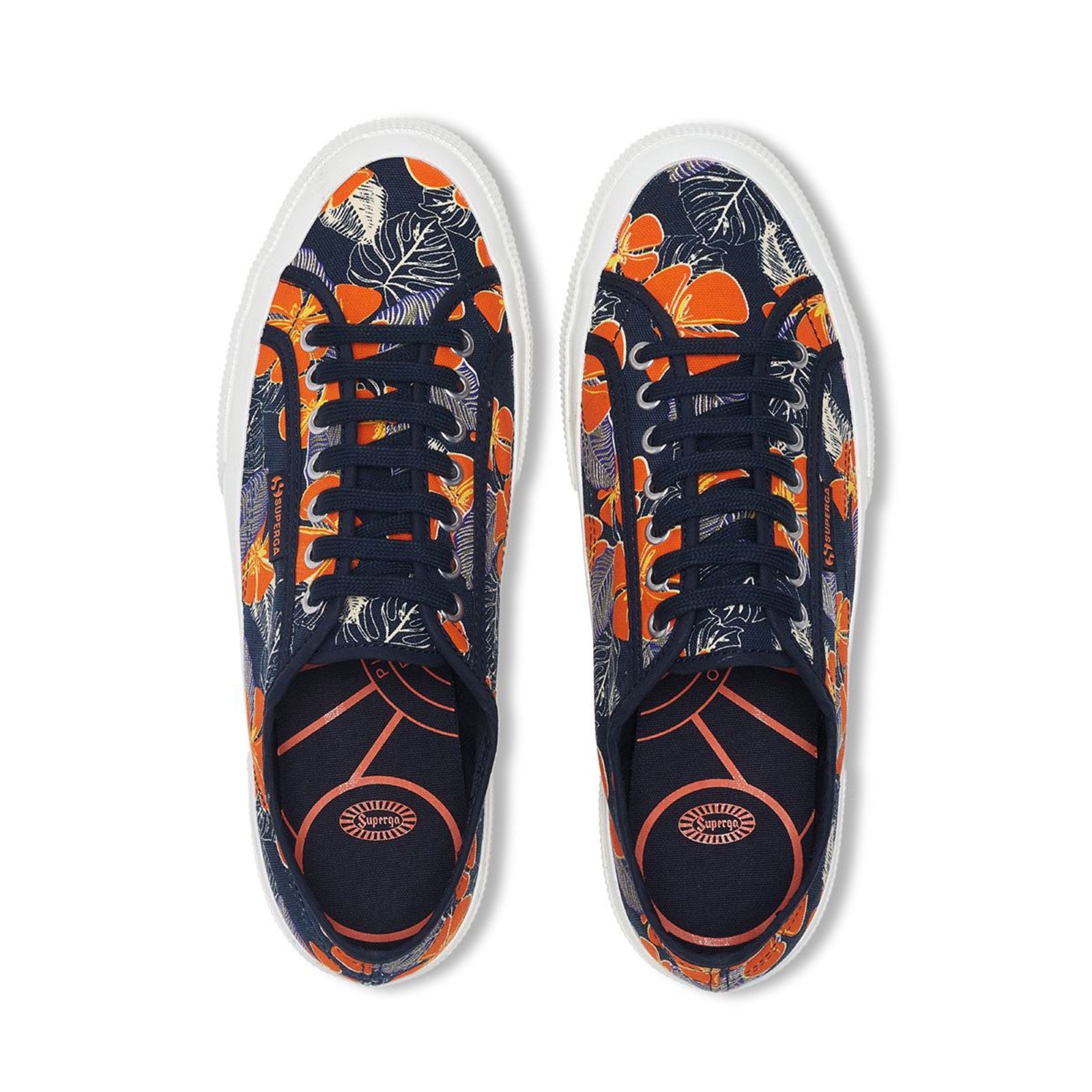 2750 OG HIBISCUS FLOWER - BLUE NAVY ORANGE