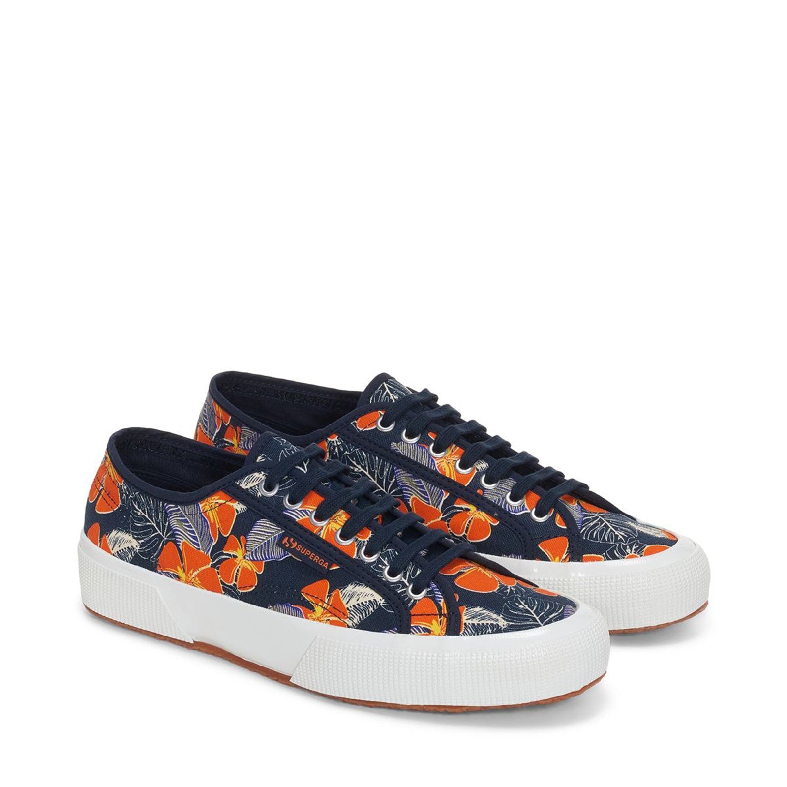 2750 OG HIBISCUS FLOWER - BLUE NAVY ORANGE
