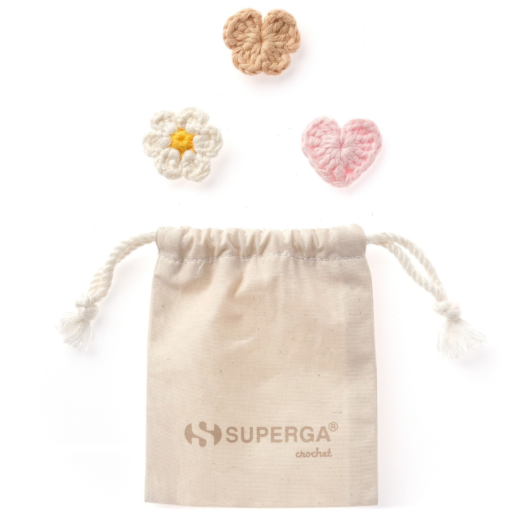 CROCHET PIN NATURAL SET - BEIGE PINK