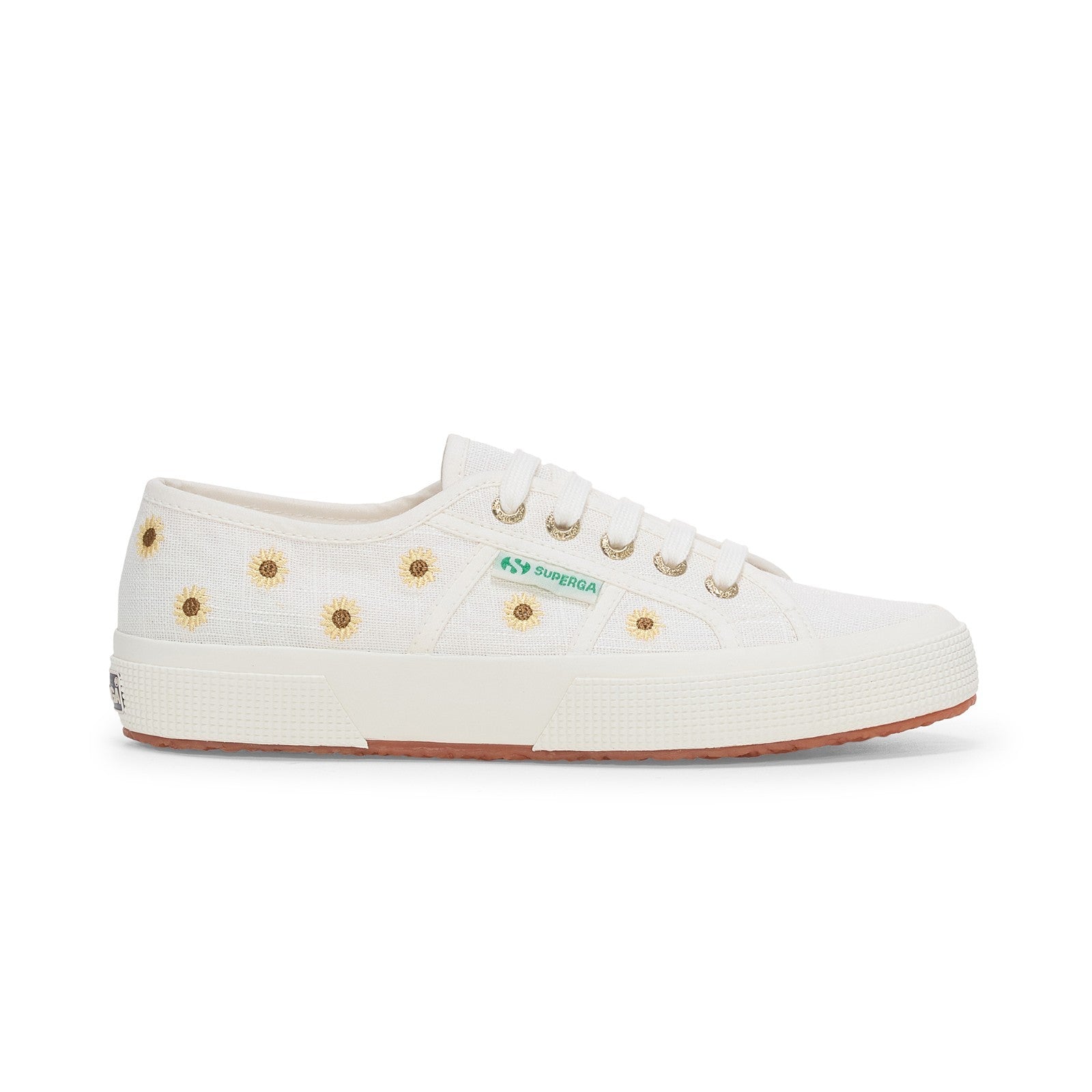 Superga 2750 Women's Flowers Embroidery White Sneakers - Low Top Cotton Canvas Shoes With Vulcanized Rubber Sole